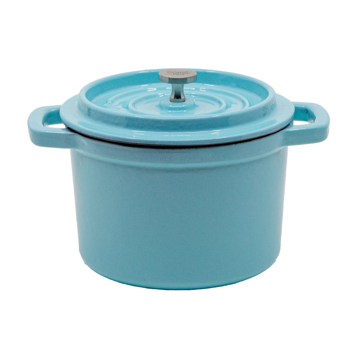 Emaliuotas ketaus mini puodas, šviesiai mėlynas, 0,65 l.